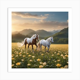 Horses In A Field 20 Art Print