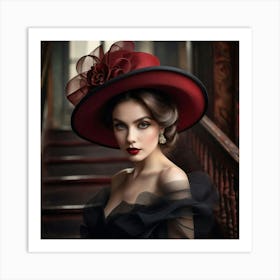 Victorian Woman In Hat Art Print