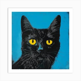 Black Cat With Yellow Eyes 5 Art Print