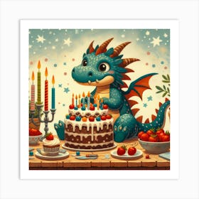 Happy Dragon S Birthday Feast Art Print