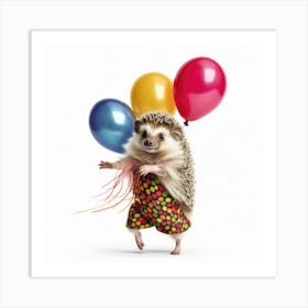 Hedgehog With Balloons 2 Art Print