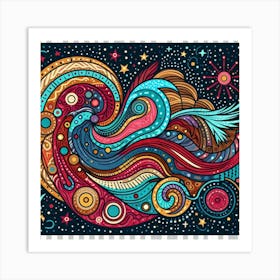 Psychedelic Doodles, Abstract Png Clipart Art Print