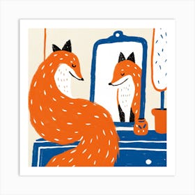 Fox In The Mirror Art Print