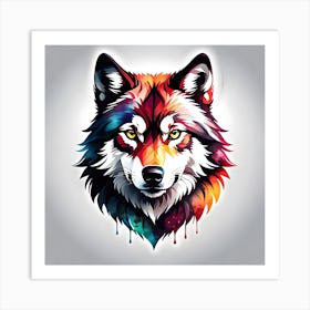 Colorful Wolf Art Print