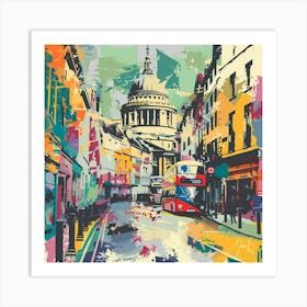 London Street Oil Painting Art Print