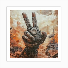 Steampunk Peace Sign Art Print