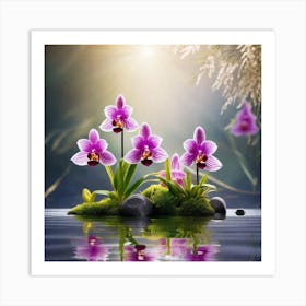 Orchids In Water Art Print