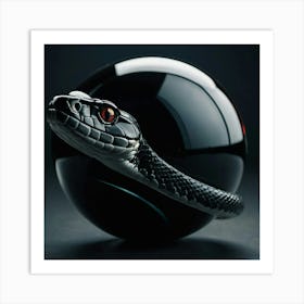 Black Snake On A Black Ball Art Print