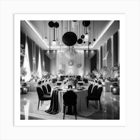 Black And White Wedding Reception 1 Art Print