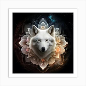 White Wolf Mandala Art Print