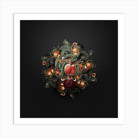 Vintage Carrot Peach Fruit Wreath on Wrought Iron Black n.1466 Art Print