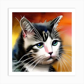 Watercolor Cat Art Print