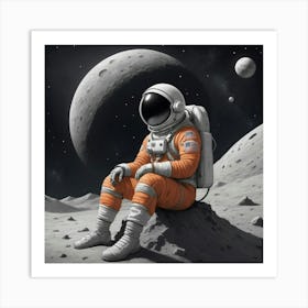 Astronaut On The Moon 1 Art Print