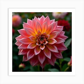 A Blooming Garden Of Various Colors Of Dahlias In Full Splendor 2 Art Print