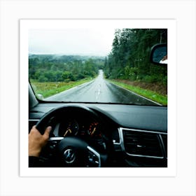 Move Drive Car Countryside Speed Mirror View Window Rear Asphalt Transport Driving Heave (10) Art Print