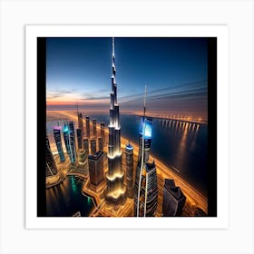 Dubai At Night Art Print