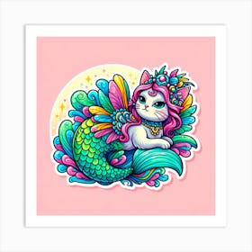 Mermaid Cat 7 Art Print