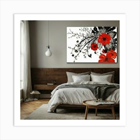 Red And Black Flowers Art Print