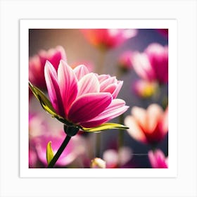 Pink Flowers Wallpaper 1 Art Print