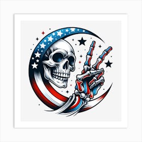 Peace Sign Skeleton Art Print