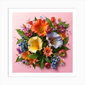 Watercolor paper flowers Art Print