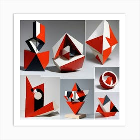 Collage Of Geometric Sculptures Art Print