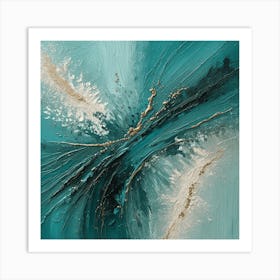 Teal & Gold Abstract 1 Art Print