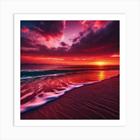 Sunset On The Beach 836 Art Print