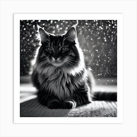 Black And White Cat 32 Art Print