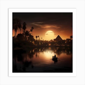 Sunset On The Ancient Nile Art Print