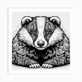 Line Art badger 1 Art Print