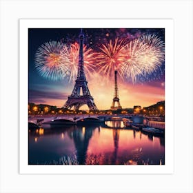 Fireworks In Paris Art Print