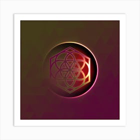 Geometric Neon Glyph on Jewel Tone Triangle Pattern 442 Art Print