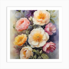 Watercolor Of Flowers Art Print