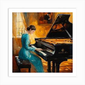 Woman Playing The Piano 2 Art Print