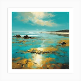 Sunlit Reflections on Golden Beach 1 Art Print