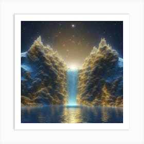 This Is A Surreal, Intricate Purpur Cg Rendering Graph,A Blue And Yellowe Fountain Of Life,The Trans Art Print