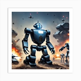 Robots In Battle Art Print