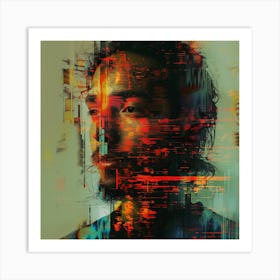 Man With A Computer Screen Art Print