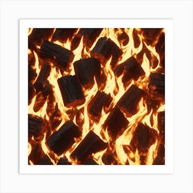 Fire Burning Logs Art Print