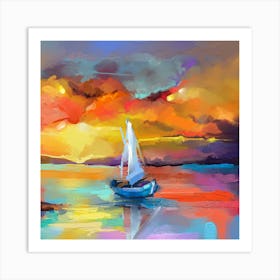 Sailboat At Sunset 15 Art Print