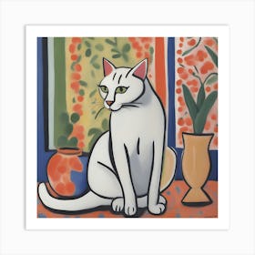 Cat In Front Of Window Art Print