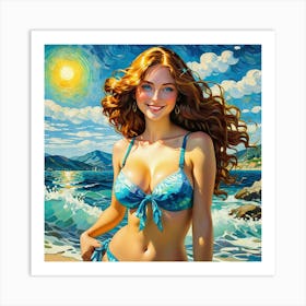 Beautiful Woman In Bikinifgh Art Print