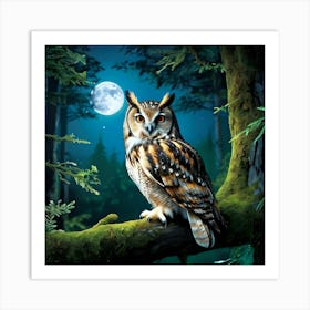 Owl In The Forest 1 Art Print