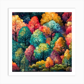 Colorful Trees 1 Art Print