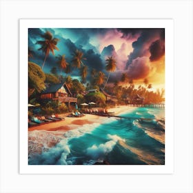 Sunset At The Beach Art Print