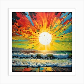 Sun Shining Waves Of San Clemente Beach Art Print