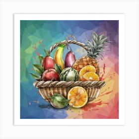 A basket full of fresh and delicious fruits and vegetables 4 Art Print