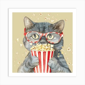 Popcorn Cat Art Print