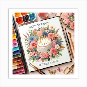 Happy Birthday Cake Art Print